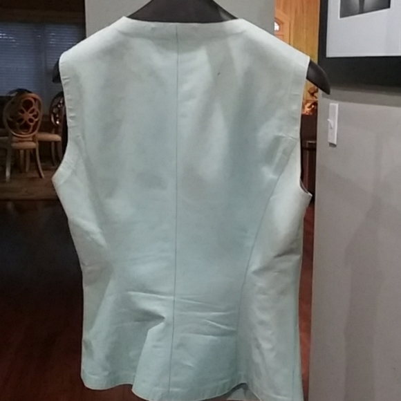 Gucci teal leather zip up vest vtg - Picture 2 of 11